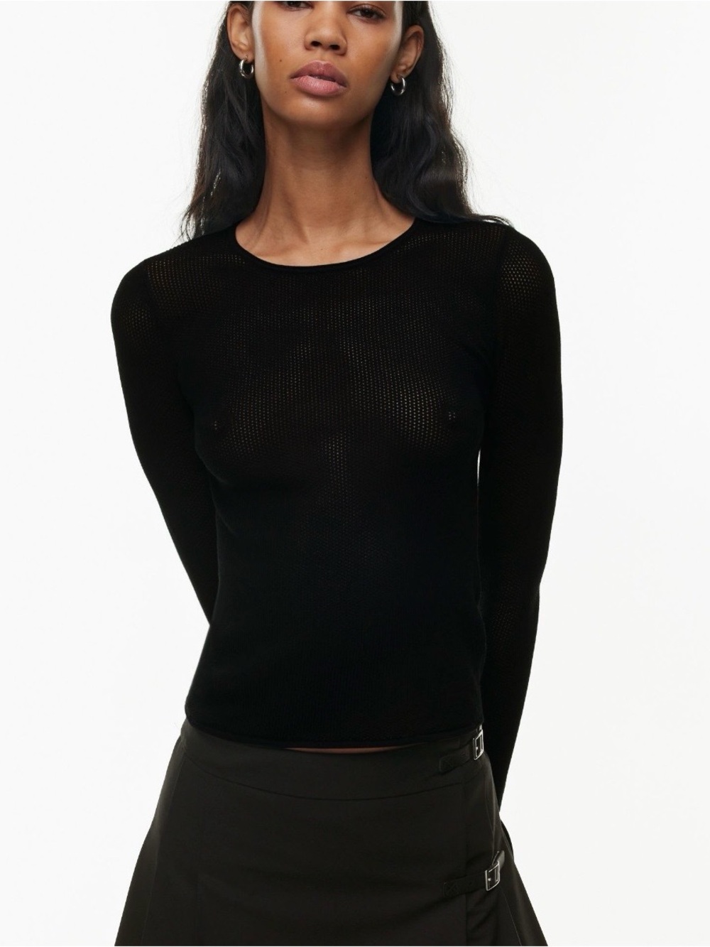 Aritzia Sunday Best Downtown knit mesh top sweater long sleeve
